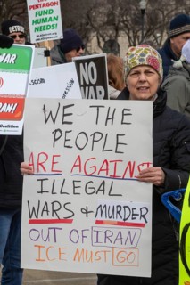 Detroit, Michigan USA - 15 March 2026 - A protest against President Trump's wars in Iran and