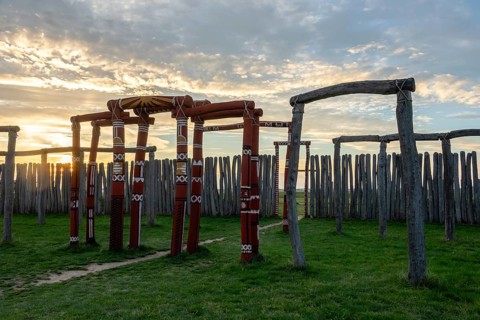Sunset at the Ring Shrine Pömmelte, Saxony-Anhalt, Germany