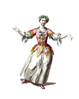 Historical clothing, fashion over time, symbolic, Terpsichore, a nymph in a light garment, crowned