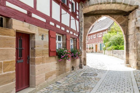 Castle gate of Cadolzburg Castle, Bavaria, Germany
