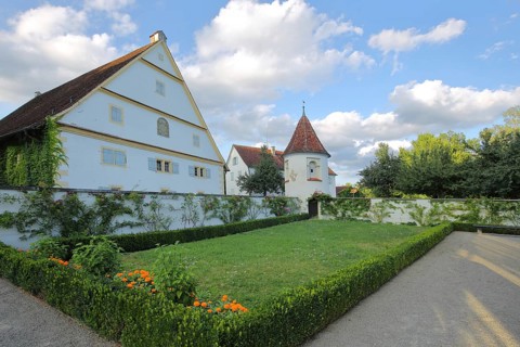 Entrance with tower and park, monastery, castle, Salem, Lake Constance region, Baden-Württemberg,