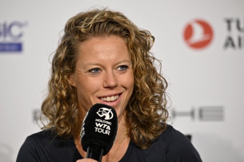 Laura Siegemund (GER), portrait, smiles, press conference, press conference, interview, microphone,
