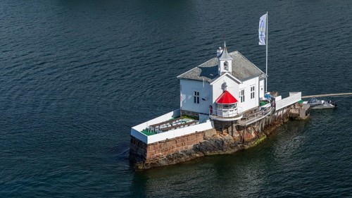 Dyna fyr, lighthouse, restaurant and landmark, Oslofjord, Oslo, Norway