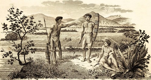 Alfuren, inhabitants of the Molucca Islands, Kepulauan Maluku, Indonesia, spice islands, three men,