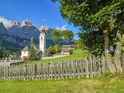 Church in Colfosco, Colfosco, Alta Badia, Corvara, Passo Sella, Dolomites, South Tyrol