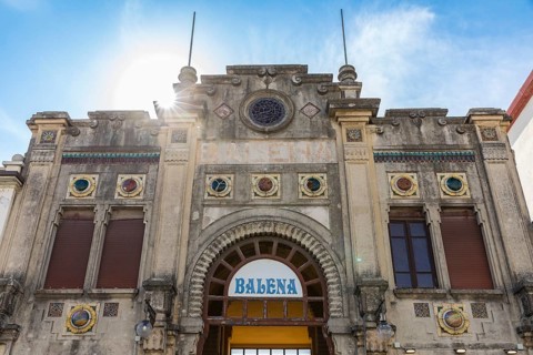 Special historic facades of the Balena in Art Nouveau style on the promenade of the seaside resort