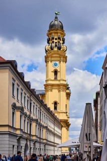 Church tower of the Theatine Church, St. Kayetan and Adelaide, Italian high Baroque style, general