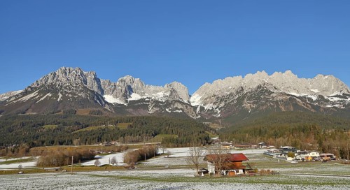 Panorama, View of the Wilder Kaiser, Wilder Kaiser, Ellmau, Tyrol, Austria
