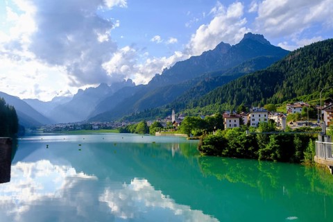 Reservoir, Lago di Santa Caterina, Auronzo di Cadore, Dolomites, Trentino, Italy