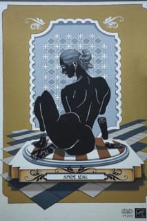Mural Supreme Being by Christian Krämer alias DOME 2019, street art, graffiti, black sitting lady