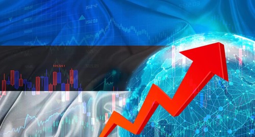 Global financial growth with Estonia flag. Financial growth with Estonia flag on economic