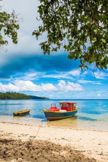 Einheimisches Fischerboot, Mahe, Republik Seychellen, Indischer Ozean
