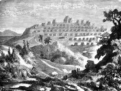 The town of Antananarivo on a hill in Madagascar, island in the Indian Ocean, houses in several
