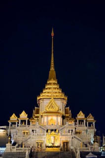 Wat Trai Mit Witthayaram Worawihan, at night, Chinatown, Bangkok, Thailand