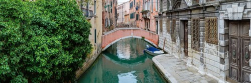 Arched bridge over the old town canal, Venice, Veneto, Italy