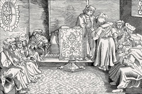 Consulting room of a doctor in the Middle Ages