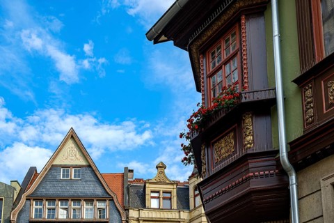 Historic architecture in the city centre of Eisenach, Thuringia, Thuringian Forest, Germany