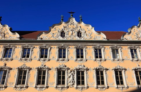 Haus zum Falken, also known as Falkenhaus, Würzburg, Lower Franconia, Bavaria, Germany