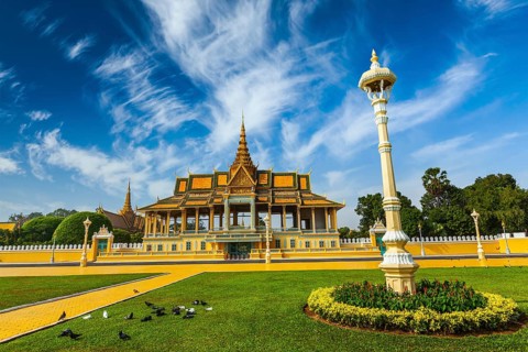 Phnom Penh tourist attraction and famouse landmark, Royal Palace complex, Cambodia