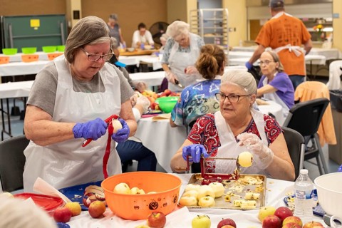 St. Clair Shores, Michigan, Volunteers at the St. Clair Shores Senior Center make apple pies during