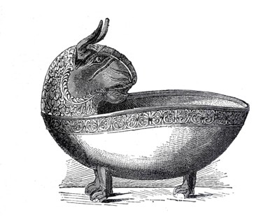 Ox-headed bowl, which is part of the famous treasure of Nagyszentmiklos, today Sannicolau Mare in