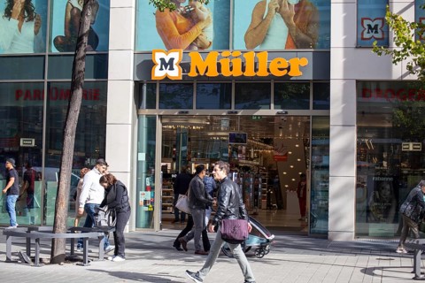 Shop of the drugstore chain Müller in the city centre of Mannheim