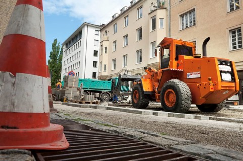Construction site, road construction, Ohmstraße, Munich, Bavaria, Germany