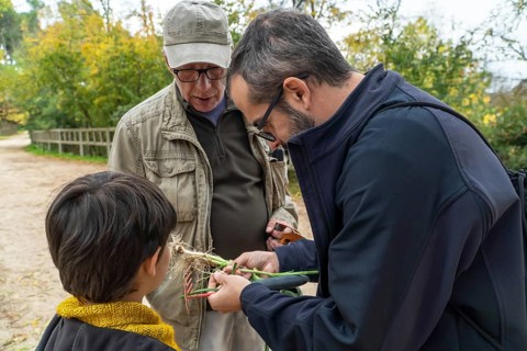 A father, son, and grandfather spend quality time together harvesting garlic and exploring the