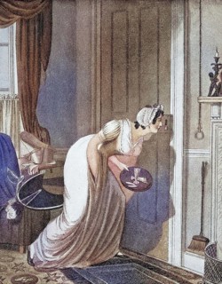 The Curious Woman, anonymous copperplate engraving c. 1810, Historic, digitally restored