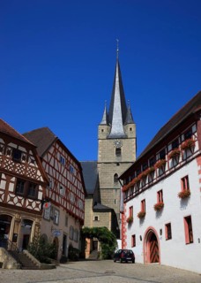 Upper market square and St Michael's Church in Zeil am Main, Hassberge district, Lower Franconia,