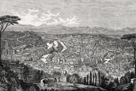 Panorama of Rome, Italy, 19th Century