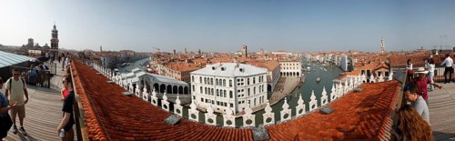 View of the Grand Canal from the Fondaco dei Tedeschi Terrace, Venice, Veneto, Italy