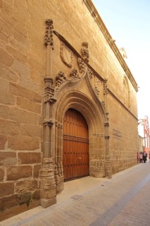 Portal with decorations at the tourist office, Plasencia, Extremadura, Spain