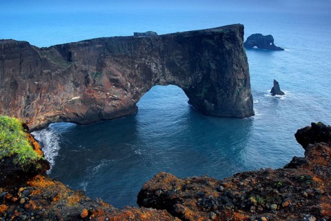 Iceland, Europe, rock arch at Cape Dyrholaey, Cape Dyrholaey