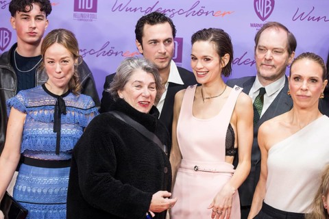 Emilia Schüle (actress) and Anneke Kim Sarnau (actress) surrounded by other filmmakers at the