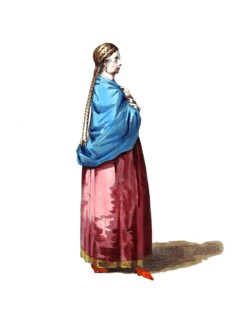 Historical clothing, fashion in the course of time, clothing of a Spanish woman in Montevideo in