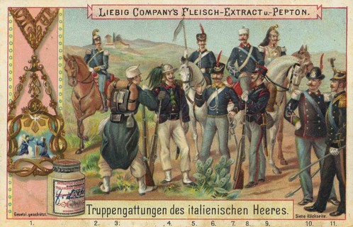Picture series Military units, types of troops of the army of Italy, Liebig picture, digitally