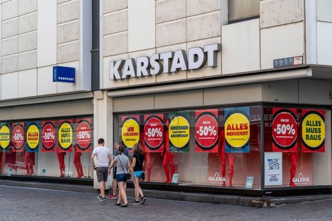 Karstadt shop in Trier city centre, clearance sale, as this shop is closed, Trier,