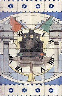Porto Sao Bento railway station, entrance hall with azulejos designed by artist Jorge Colaço,