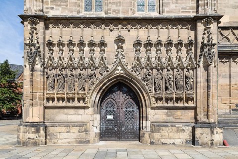 Bridal hall portal on the south side of St Mary's Church, Zwickau, Saxony, Germany