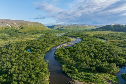 Syltefjorddalen valley with river Syltefjordelva, Varanger, Finnmark, Norway