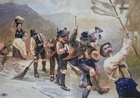 Procession with a butter carrier in Steyr, Austria, 1870, Historic, digitally restored reproduction