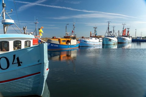 Fishing boats in the harbour of Spodsbjerg, Langeland Island, Denmark