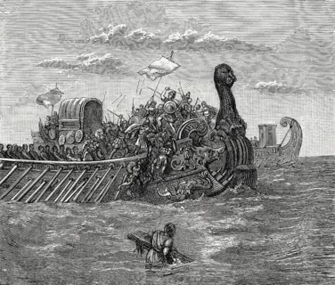 A naval battle in ancient Rome