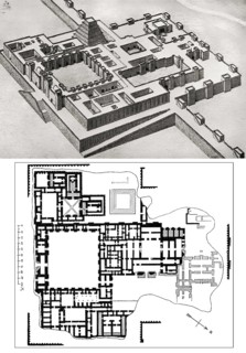 Palace of Sargon II of Assyria at Dur-Sharrukin, Khorsabad, Iraq, reconstructed by Charles Chipiez