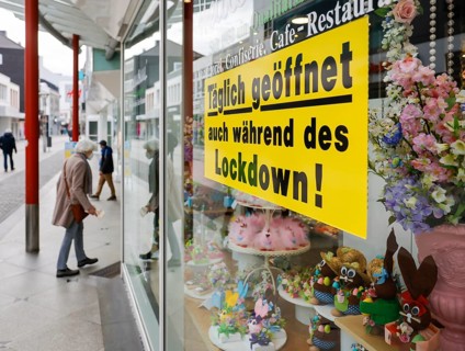 Krefeld, North Rhine-Westphalia, Germany - Krefeld city centre in times of the corona crisis during