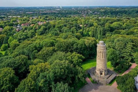 Bochum, North Rhine-Westphalia, Germany - Bochum City Park with Bismarck Tower, a 33 metre high