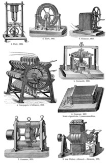Historical illustration, 1894, historic generators, historische Dynamomaschinen, 1894