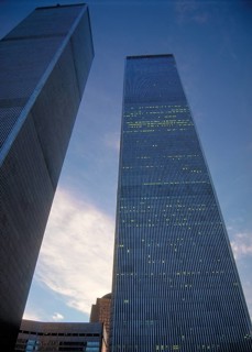 Towers of the former World Trade Center, destroyed on 11 September, New York City, USA
