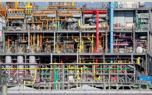 Leverkusen, North Rhine-Westphalia, Germany - Bayer Chempark Leverkusen, plant site on the Rhine,